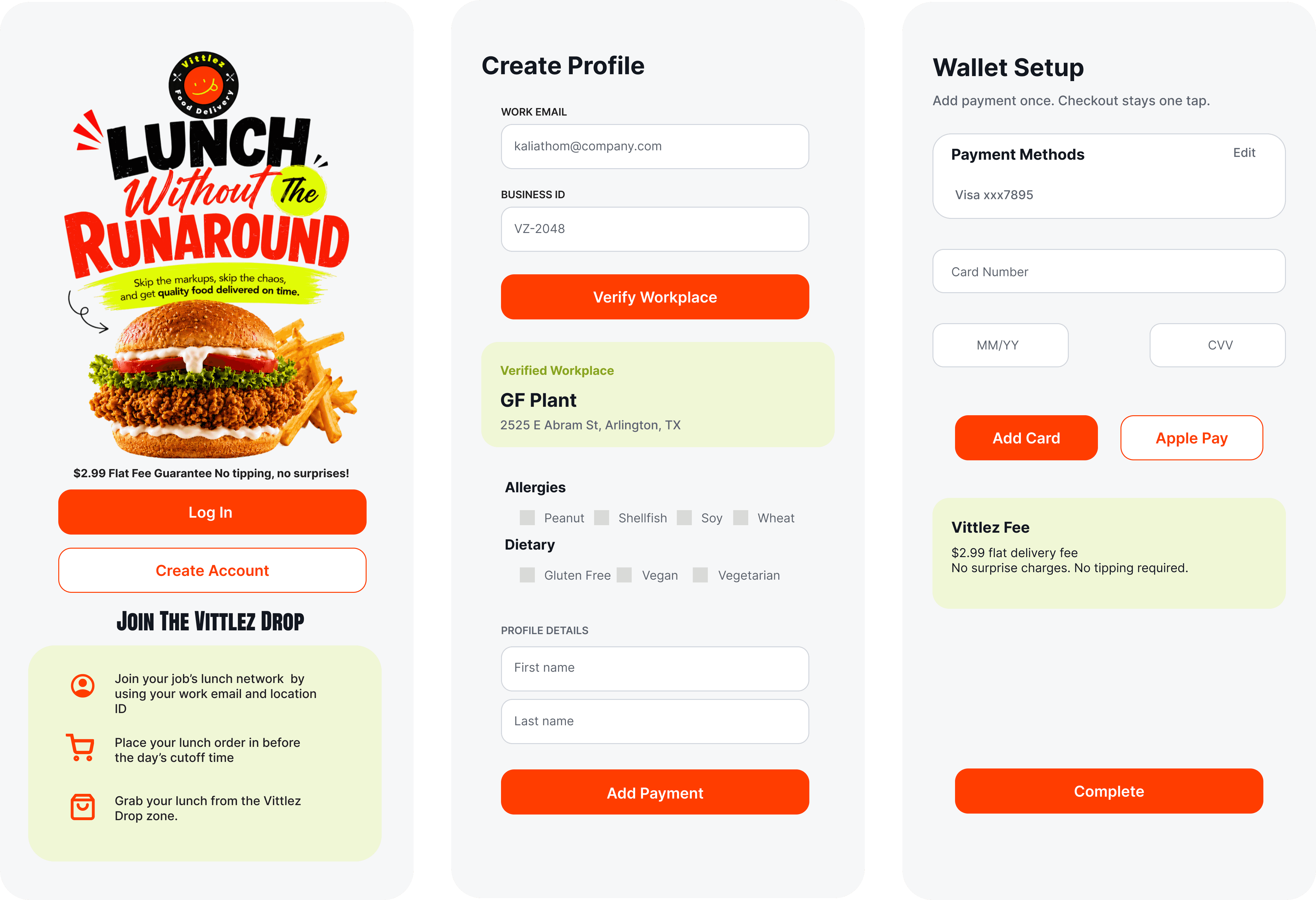 App Design Screens Overview — Vittlez design artifact 13